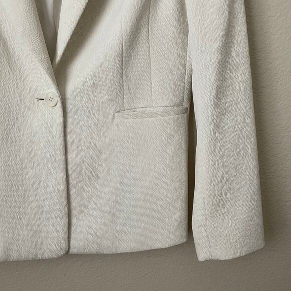 Reiss Blazer Womens Size 10 Cream Textured Knit Quiet Luxury Minimaist Preppy - Picture 6 of 15